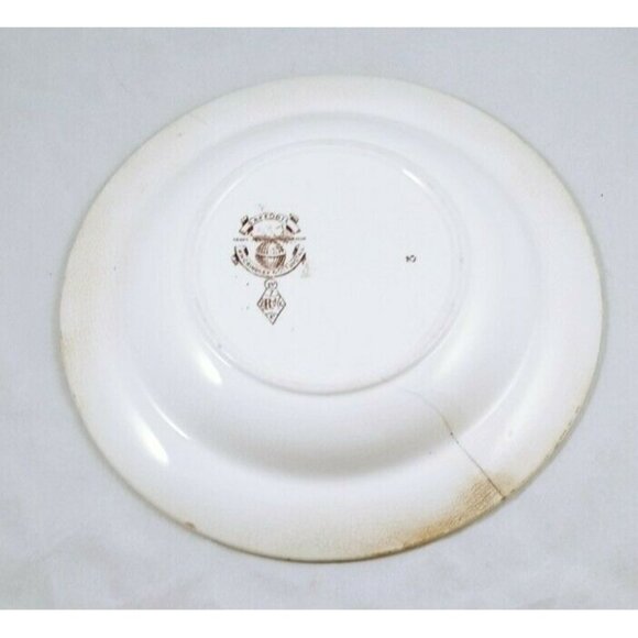 W.H. Grindley Daffodil Brown White Transferware Ironstone Bowl Ca. 1880s Vintage - Picture 4 of 16